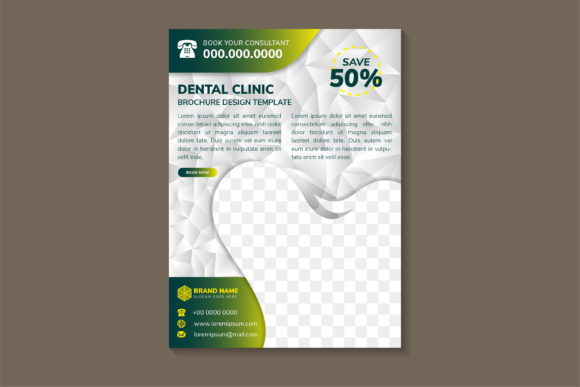 Dental Clinic Vertical Flyer Green Yello: Graphics and Print Templates