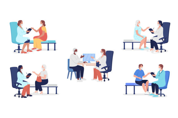 Doctor Appointment Characters Set: Graphics and Illustrations for Local Business