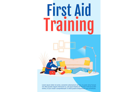 First Aid Training Poster Flat Vector