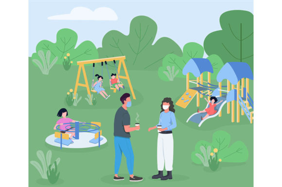 Playground During Pandemic Illustration Graphics