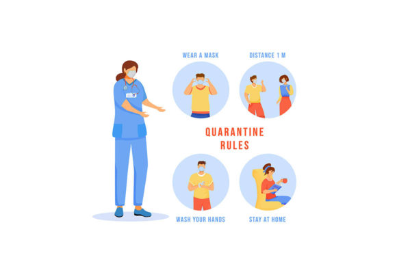 Quarantine Rules Flat Concept Icons Set: Graphics for Real Business Use