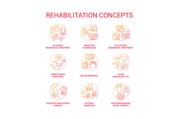 Rehabilitation Concept Icons Set: Graphics and Icons for Real Projects