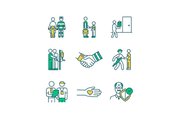 Social Services RGB Color Icons Set