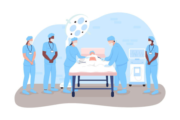 Surgical Procedure 2D Vector Web Banner