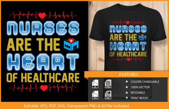 T-shirt Design Nurses Heart Healthcare Graphics