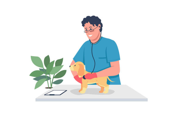 Veterinarian Doctor Holding Puppy Graphics