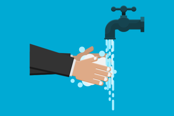 Washing Hands with Soap Under Faucet Graphics