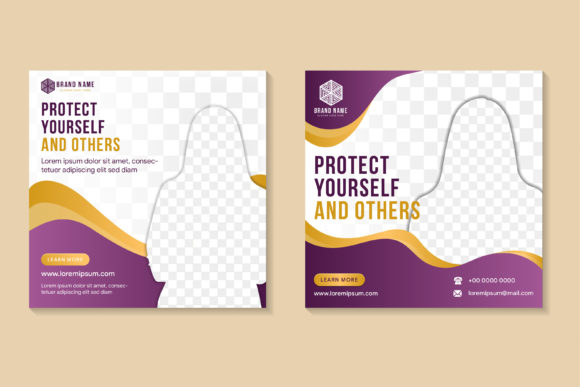 Wave Protect Yourself Purple Gold Square Graphics for Social Media Amp